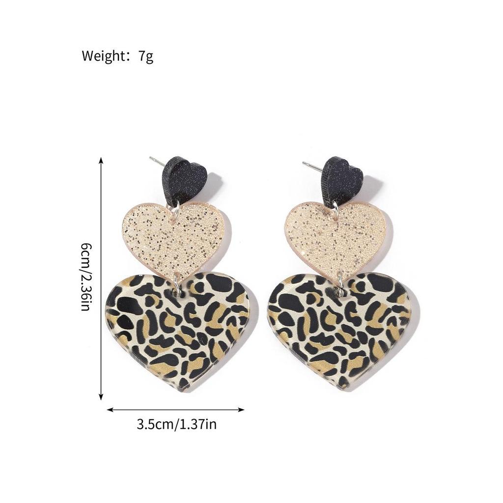Christmas Love Heart Acrylic Earrings - European & American Style