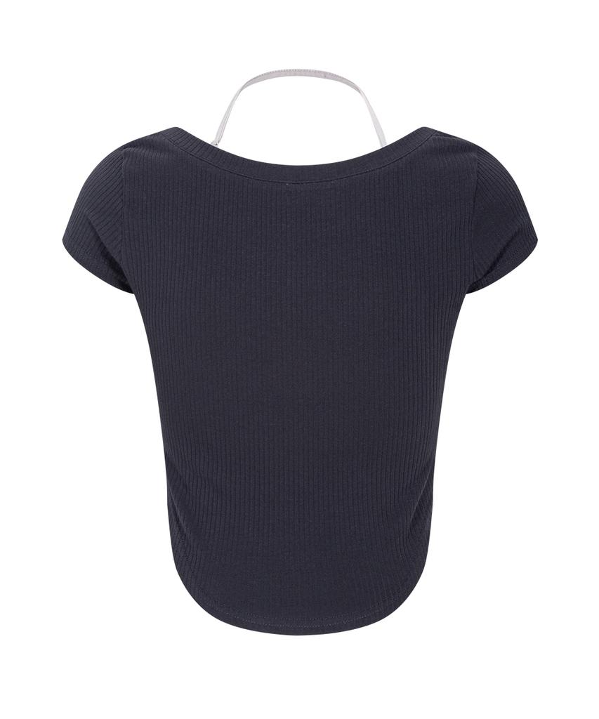 Peullijeunopallou Zeline Layered Short Sleeve Top (Charcoal)