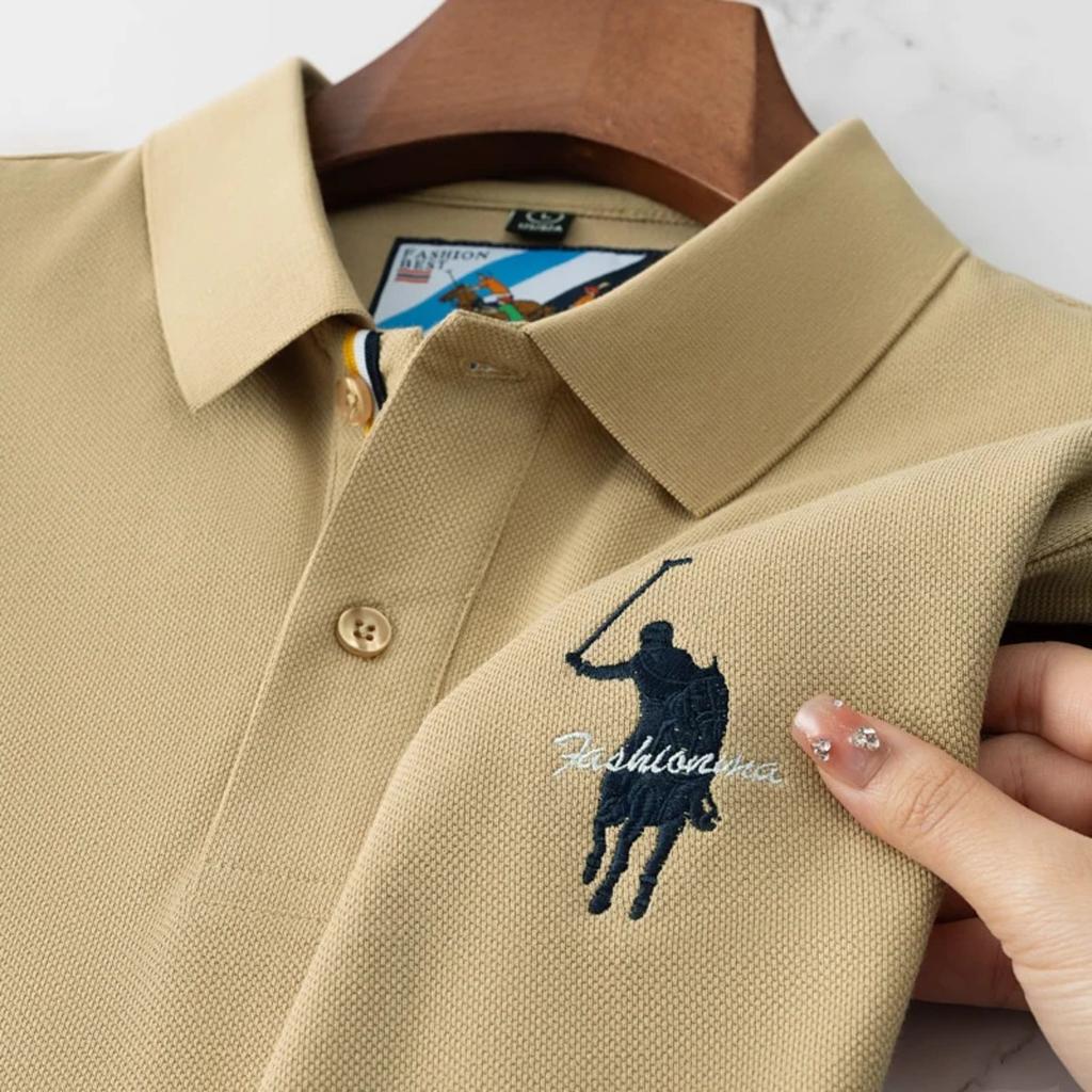 STORN Luxe Borduur Heren Poloshirt Zomer Dun Ademend 100% Katoen Zwart Marineblauw Kraag Korte Mouwen Tops Merk Kleding