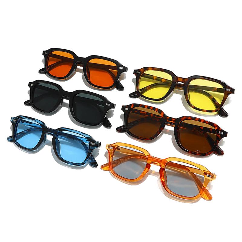 SHAUNA New Square Candy Color Women Sunglasses Retro Rivets Men Trending Orange Sun Glasses Shades UV400