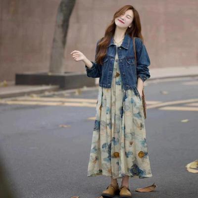 Spring 2025 Floral Oil Painting Dress Set - Chic, High-End, Age-Defying