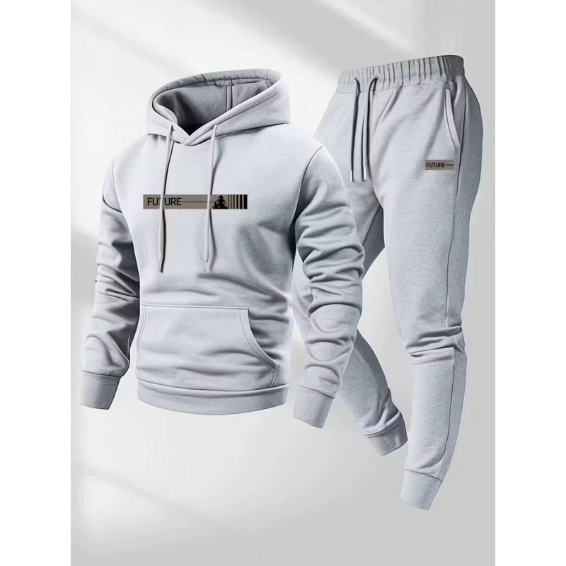 Tuta con felpa con cappuccio da uomo Set Tuta Misto cotone Abbigliamento da casa Giovani Adulti