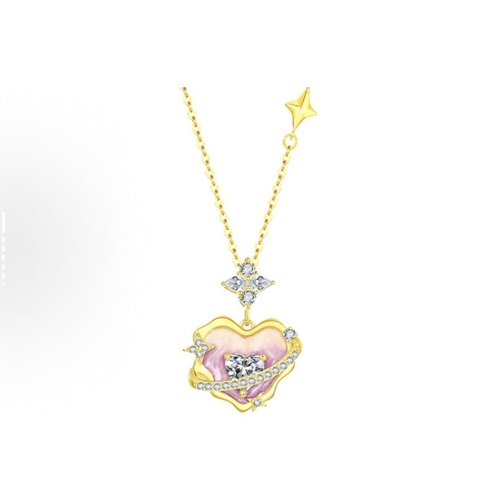 Heart Shaped Secret Language Planet Necklace for Women, Fashionable and High End, Enamel Craftsmanship Design, Versatile Clavicle Chain