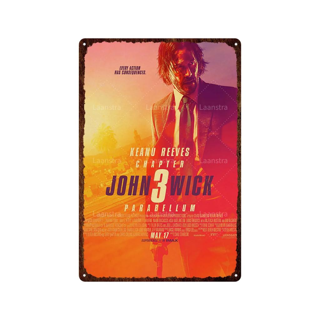 Vintage Movie Poster John Wick Poster Metal Sign Decorative Tin Painting Home Cafe Bar Kraft Poster Wall Sticker Decoration