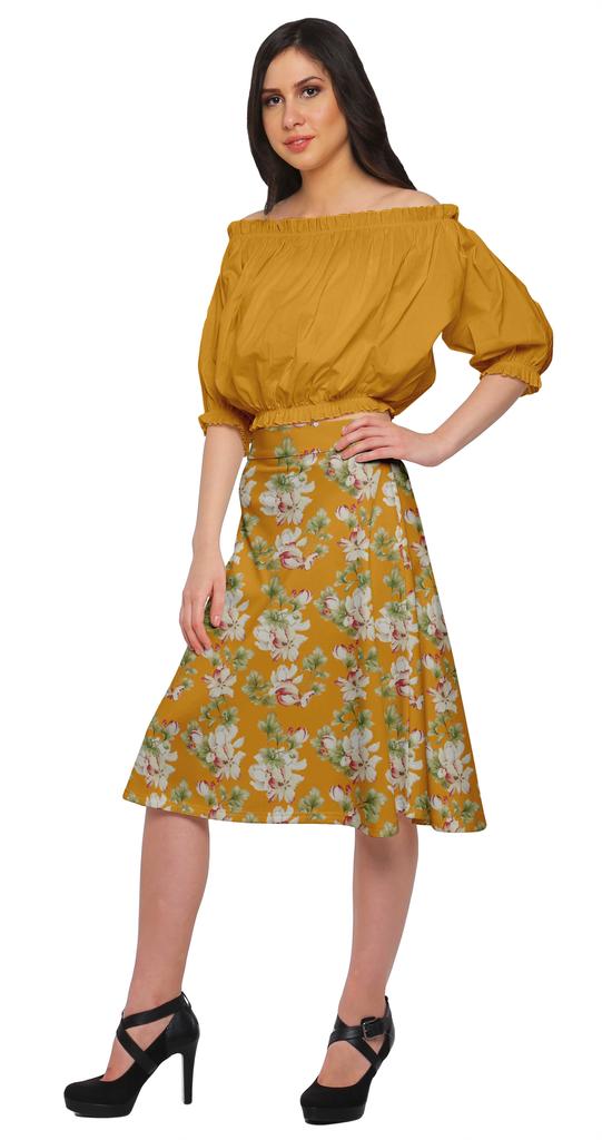 Moomaya Printed Skirt For Women Poly Spandex Casual Wear Summer Girls Skirt