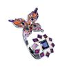 2pcs  for Women Fashion Butterfly Flower Red Green Ring Earrings Handmade Enamel  Set Party Wedding