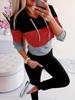 2024 Colorblock Hooded Loose Long Sleeve Set - Sexy Spring/Autumn European & American Style.