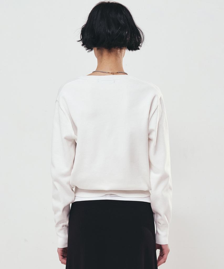 Nigaennikol Butterfly V Neck Jacquard Knit_Ivory