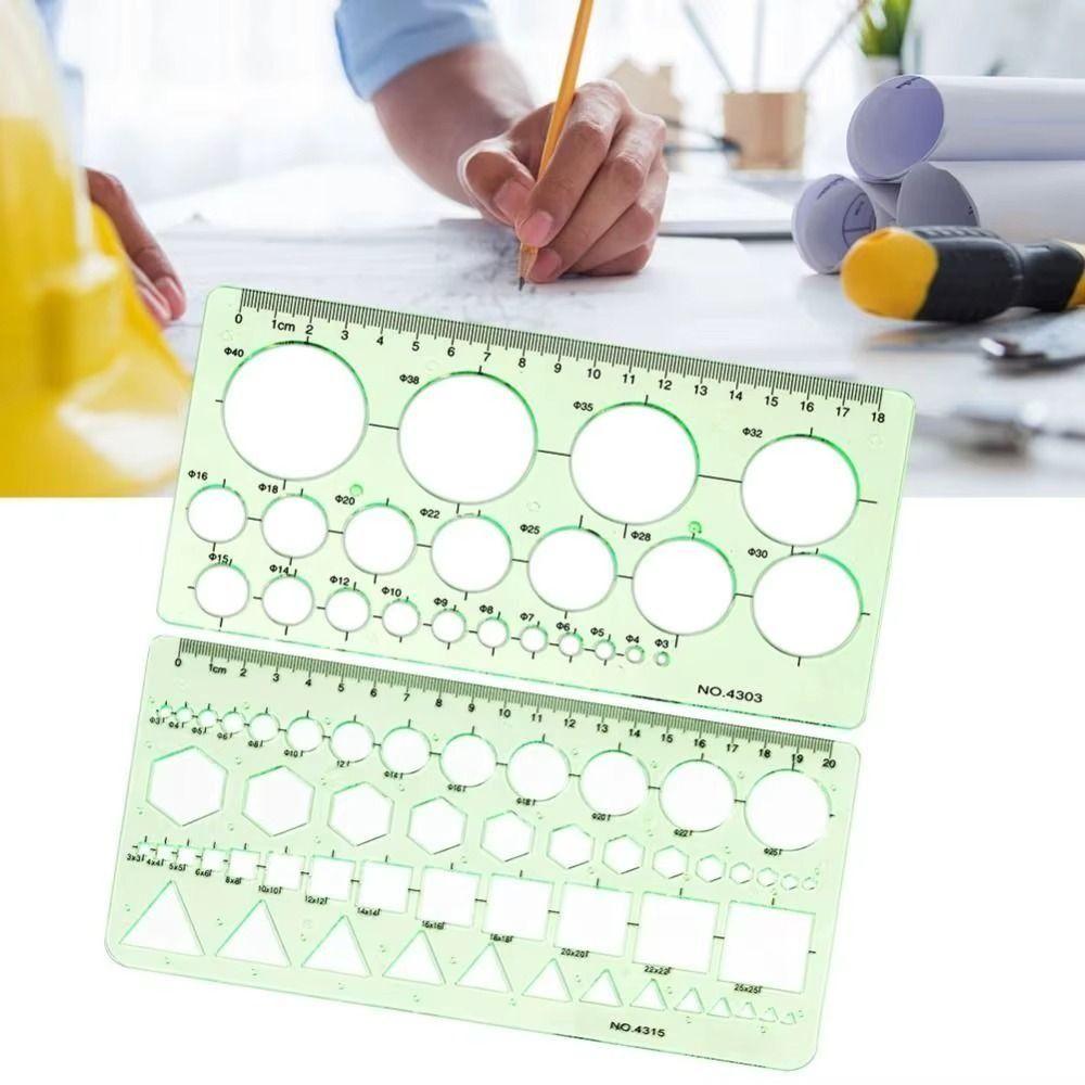 4Pcs Green Plastic Plastic Oval Stencil Geometric Drawing Geometric Template Set  Formwork Projects