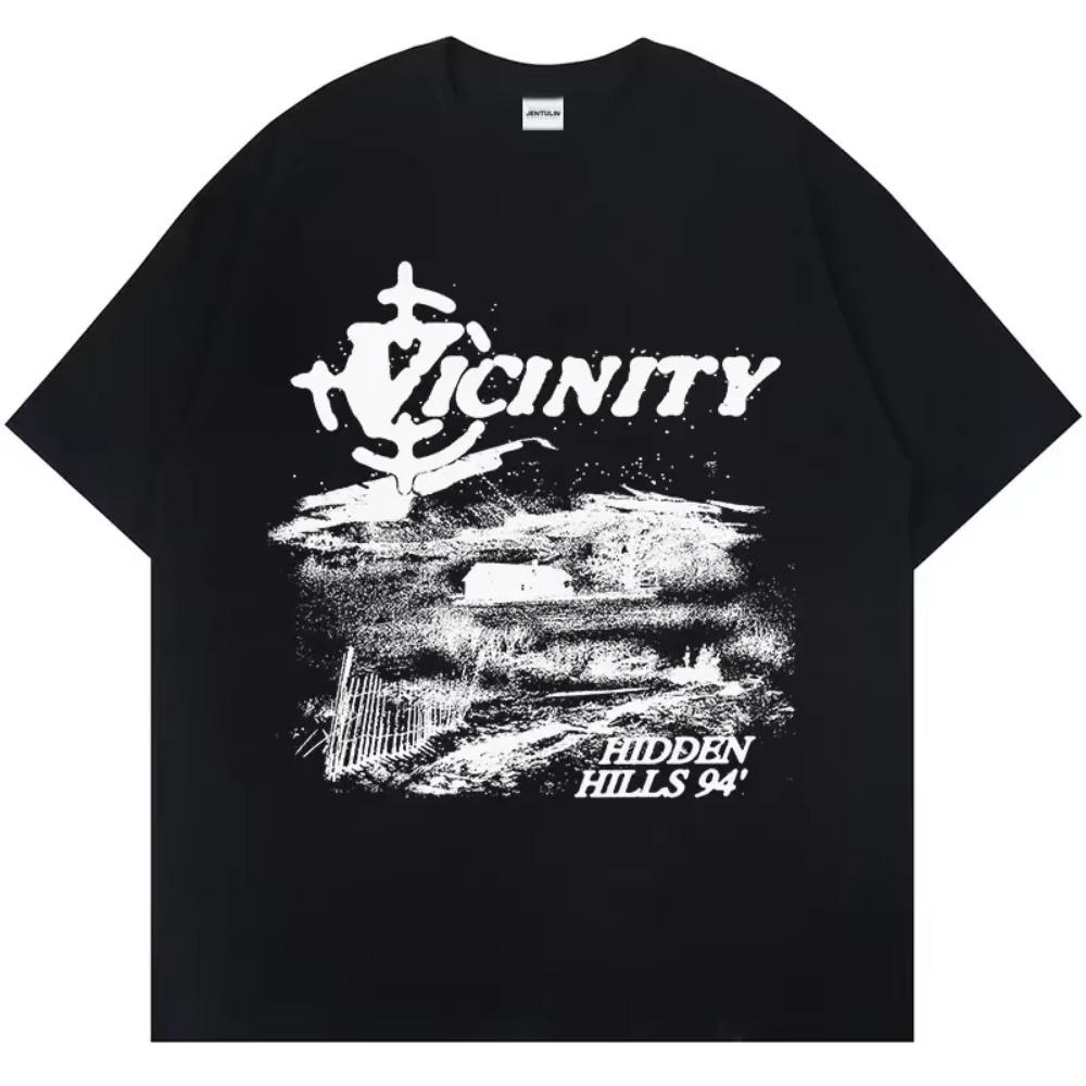 Harajuku Korean Oversized Men's Tshirt Gothic Hip Hop Aesthetic Graphic Print Y2K Retro Clothes Streetwear Fashion Summer Tees