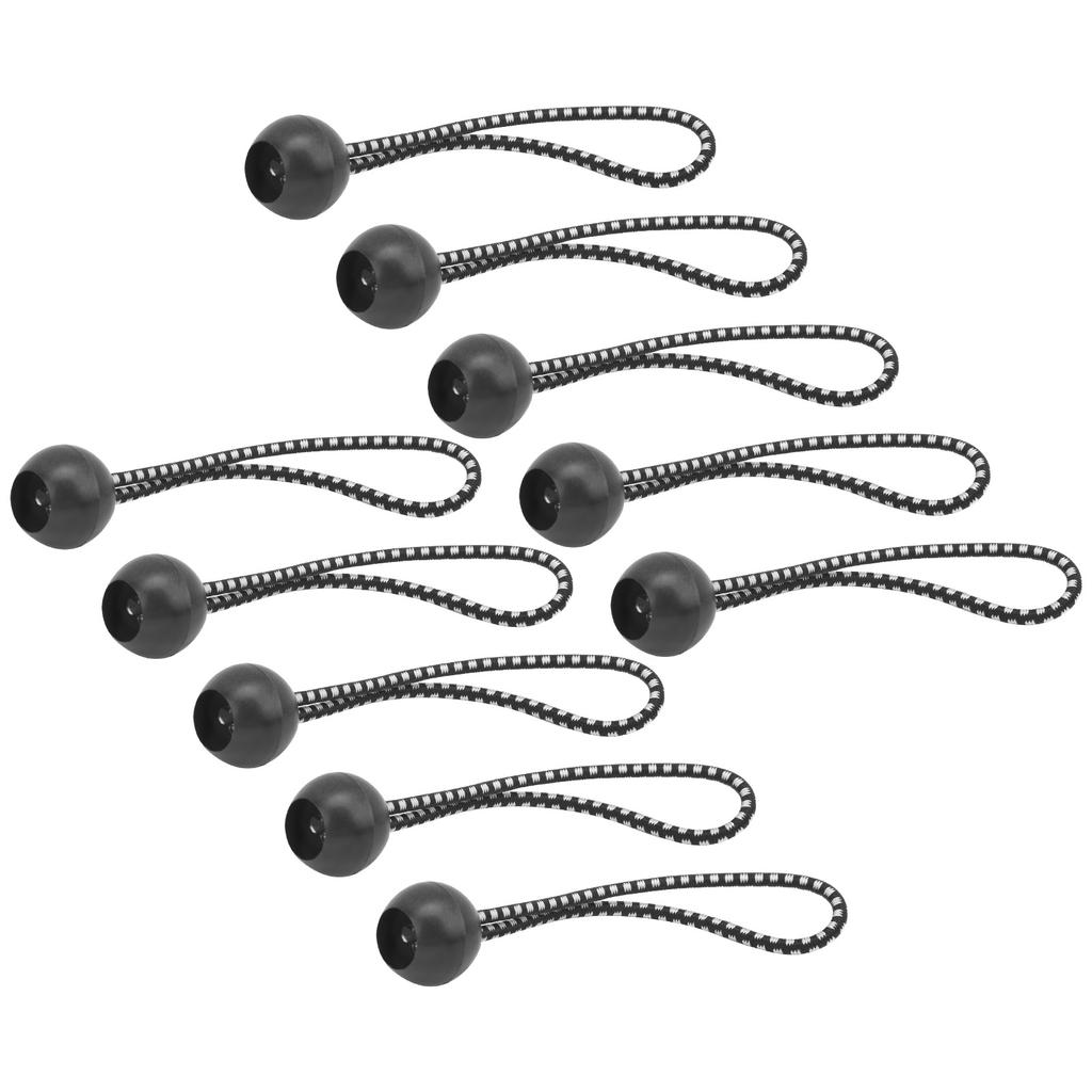 10 Stück Zeltklemme Fixe Kugelklemme Kugel-Bungee-Seile mit Gummiseil für BaldachinzeltSchwarz und