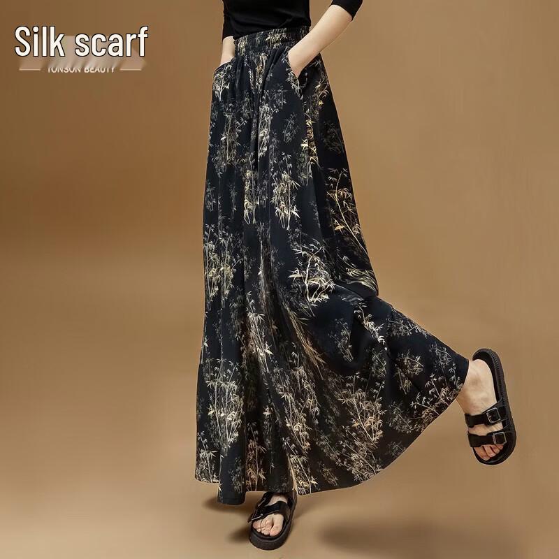 Si Baishe Women s New Chinese Style Wide-Leg Casual Pants S