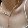 S925 Sterling Silver Love Pearl Tassel Necklace - Fresh, Sweet, and Elegant Clavicle Chain.