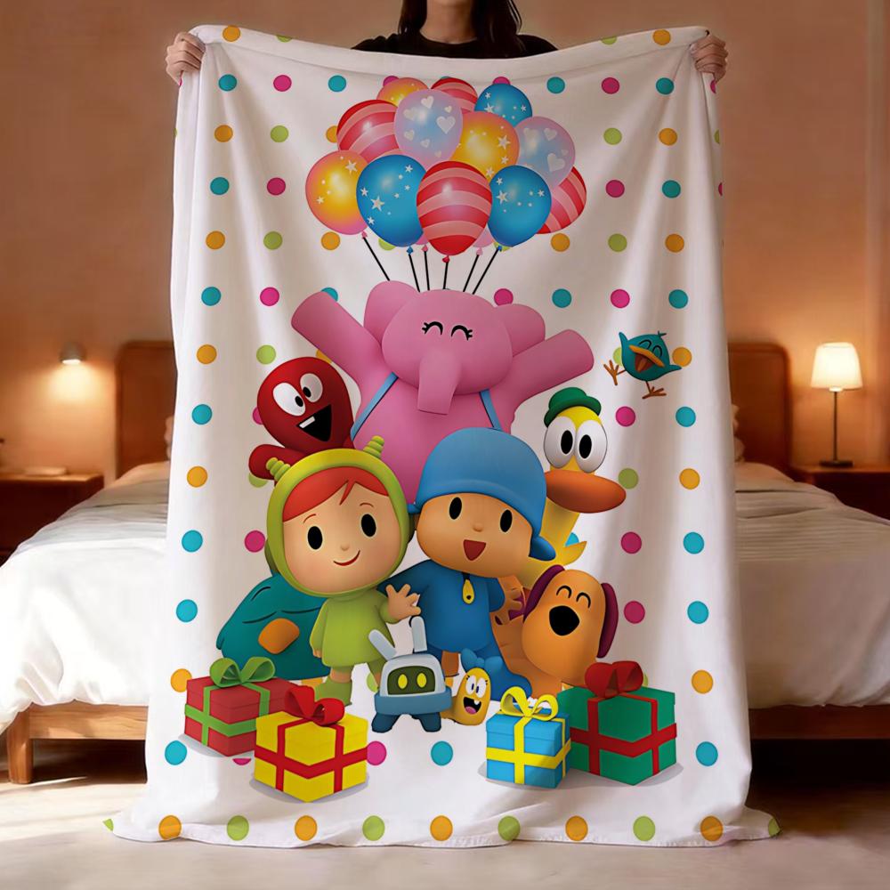 B-Boy-Girl-Pocoyo Throw Lightweight 240g Flannel Blanket Soft Skin-friendly for Summer Cooling 75X95CM