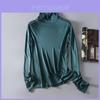Silk Long Sleeve T Shirt For Women With High Neck And Breathable Fabric For Office Wear