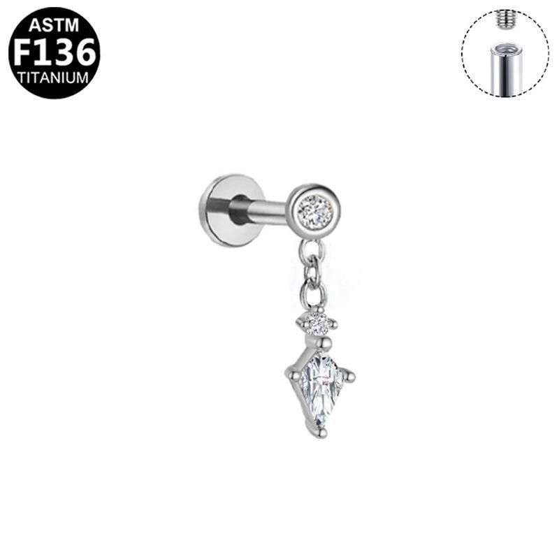 Elegant F136 Titanium Alloy Zircon-Inlaid Pendant Earrings