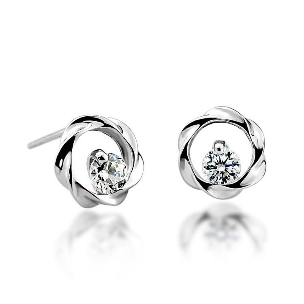 

Silver Plated Shining White Earrings for Women Elegant Blossom Design Fashion Jewelry