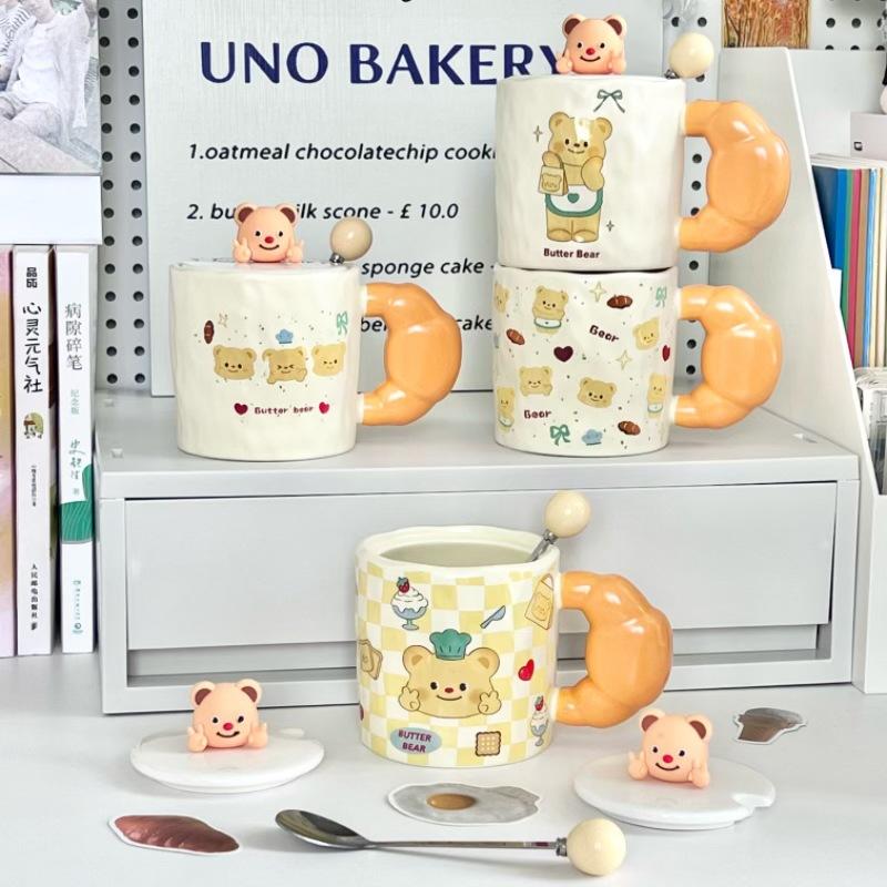 Cute Bier Butter Bear Ceramic Mug Girls High-value Drinking Cup Couple Birthday Gift Souvenir