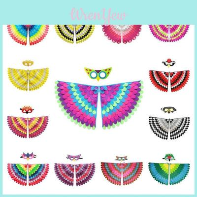 Felgekleurde vilten vogelvleugels met maskers voor kinderen, perfect voor Halloween en meer!
