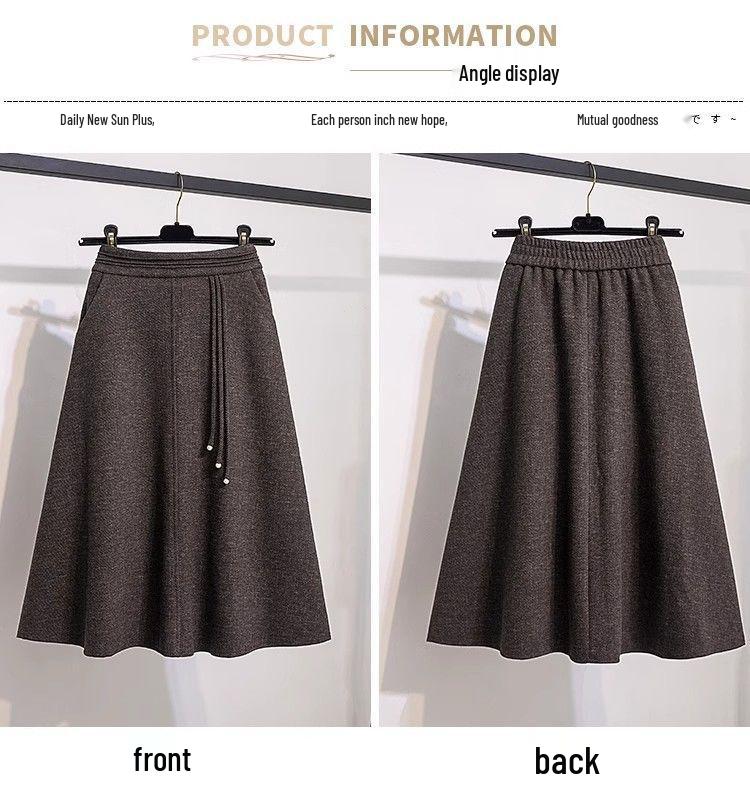 Women's High-Waist Pleated A-Line Midi Skirt - Thickened Autmn/Winter Style