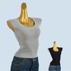 French Style Elegant Pure Desire U Collar Shoulder Short Sleeve Knit T-shirt Women Summer Slim Fit Slimming Versatile Small Flying Sleeve Top