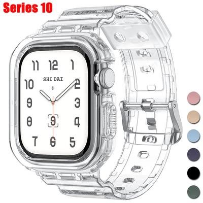 Transparent Kit Cover For Apple Watch Series 10 42mm 46mm Strap Case For IWatch Series10 42/46mm Silicone Band Clear Protective