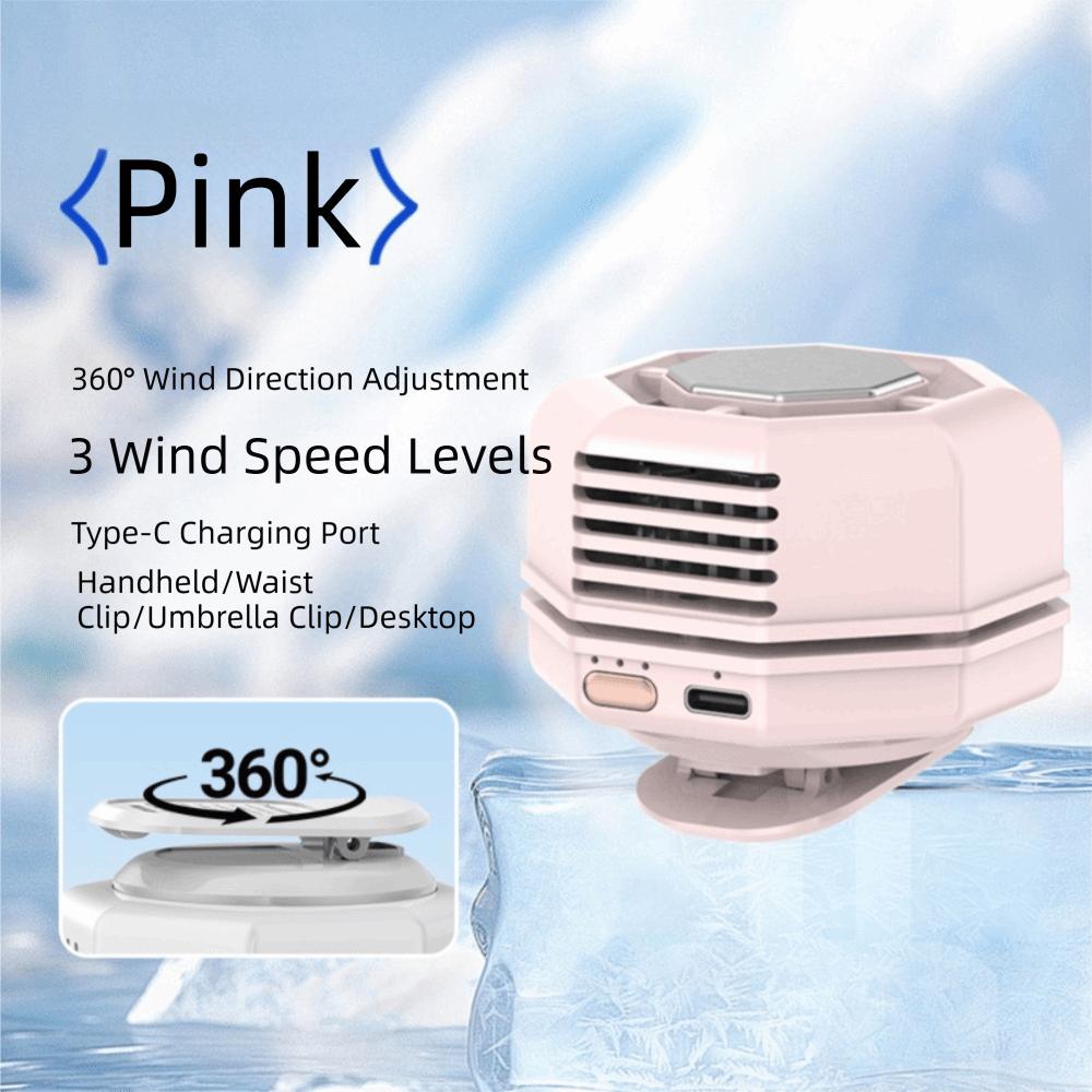 360 Degree Adjustable Silent Mini Bladeless Electric Fan 3 Speeds Wearable Suspended Waist Fan USB Rechargeable Long-Lasting