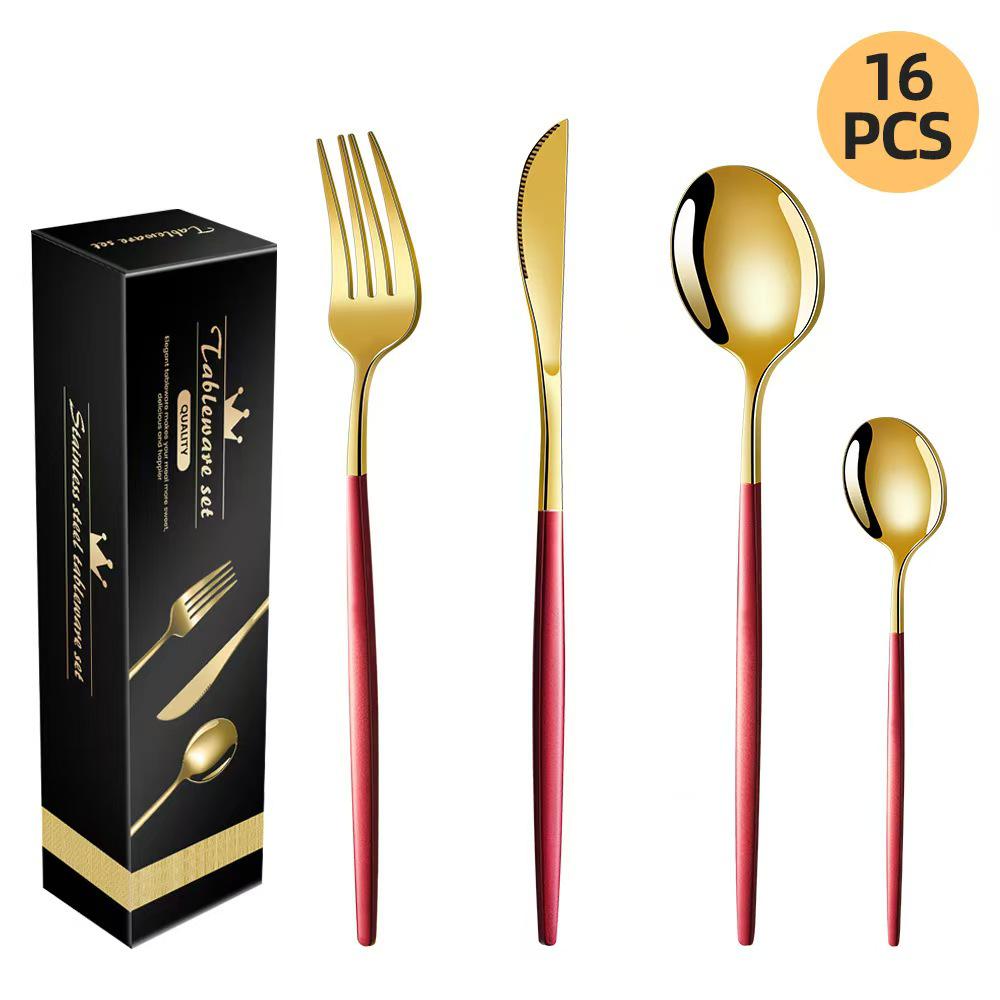 Portugal Stainless Steel 30-Piece Cutlery Set: Western Steak Knife, Fork, Spoon in Gift Box