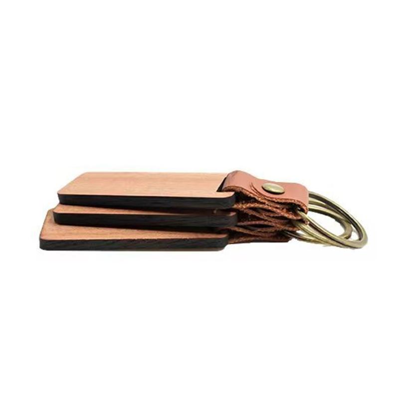 10Pcs Blank Wood Keychains Accessories Unfinished Rectangle Wood Plaque for DIY Crafts and Engraving