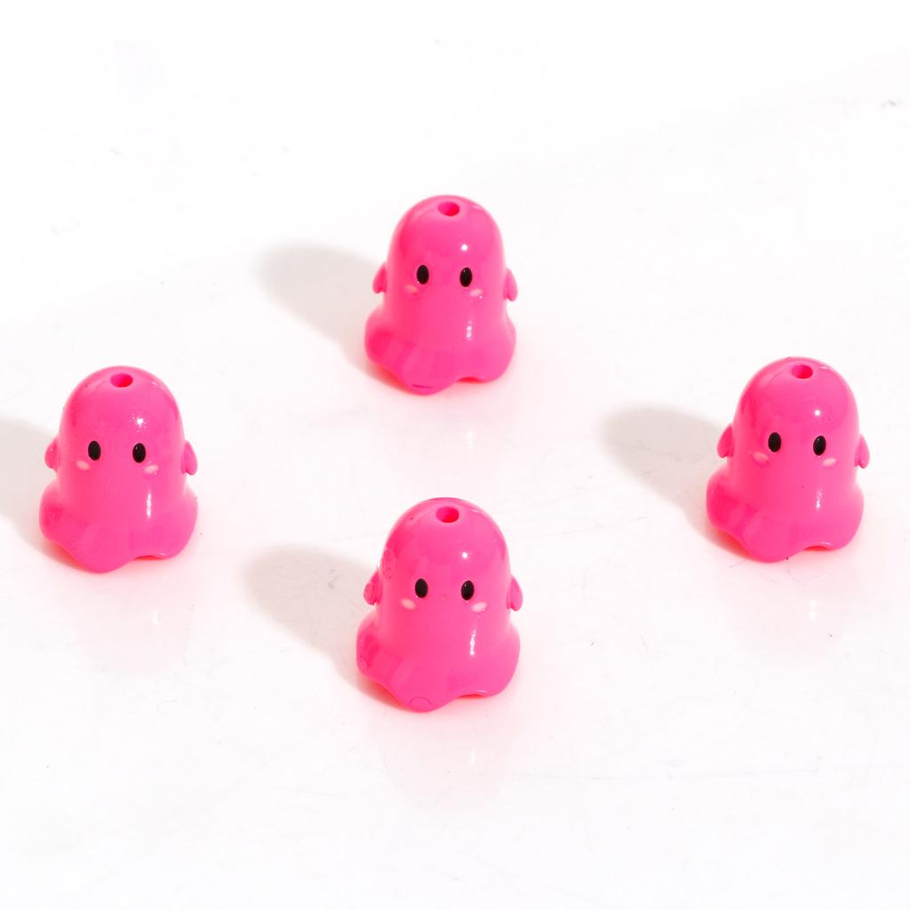 Colorful Acrylic Beads Halloween Ghost Bead For DIY Charm Jewelry Making Findings About 17mm x 15mm, Hole: Approx 1.8mm, 5PCs