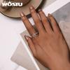 WOSTU Real 925 Sterling Silver Ankh Egyptian Cross Opening Rings for Women Retro Vine Sizeable Rings Best Birthday Jewelry Gift