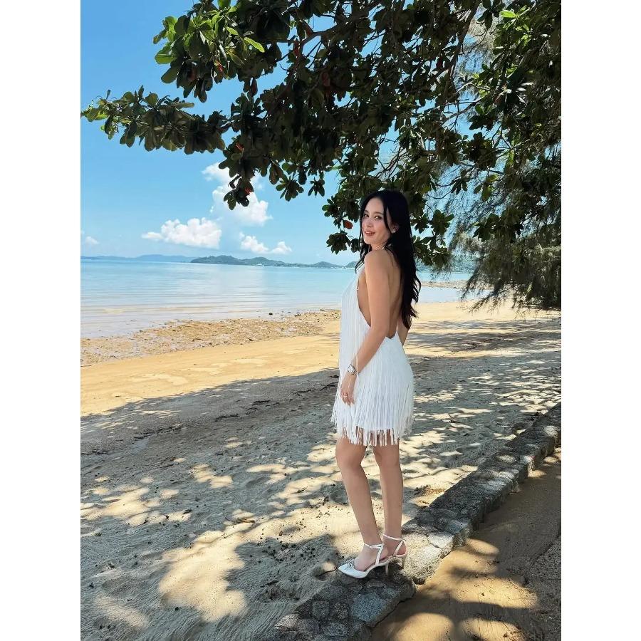 Chic Fringe Halter Mini Dress Women Sexy Sleeveless Off-shoulder Backless Bodycon Dresses Lady Summer Vacation Beach Gowns 2026