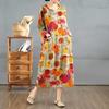 2025 New Vintage Printed Round Neck Loose Large Size Long Dresses