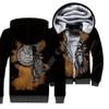 Men's Viking Tattoo 3d Print Zipper Hooded Fleece Double Layer Sweatshirt