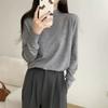 Solid Color Semi-turtleneck Knitted Bottoming Shirt Women's New Sweater Loose Andy Fleece Warm Inner Top