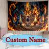 [Custom Name Tapestry]Dragon Battle Pok Mon Fire Dragons Tapestry for Dorm Bedroom Living Room Wall Art Photography Backdrop