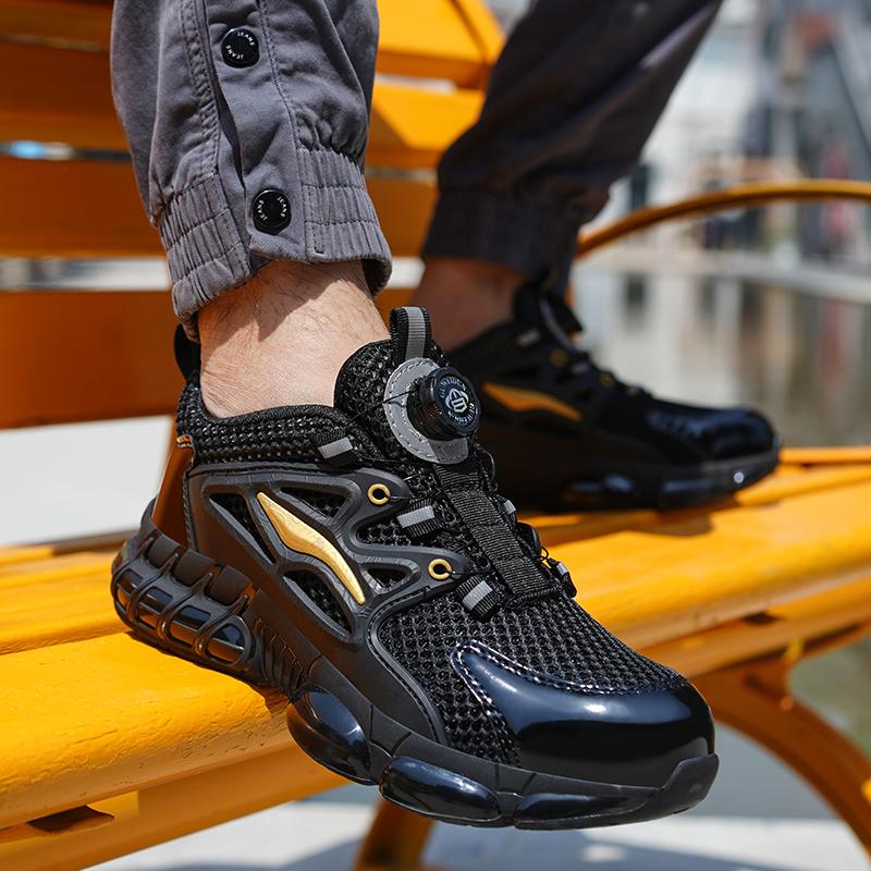 Safety Boots Men Work Sneakers Indestructible Shoes Steel Toe Protective Boots Anti-smash Anti-puncture Rotary Buckle Shoes