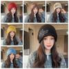 Butterfly Pattern Drawstring Beanie Cap Windproof Ear Protection Hat Knitted Woolen Hat  for Women