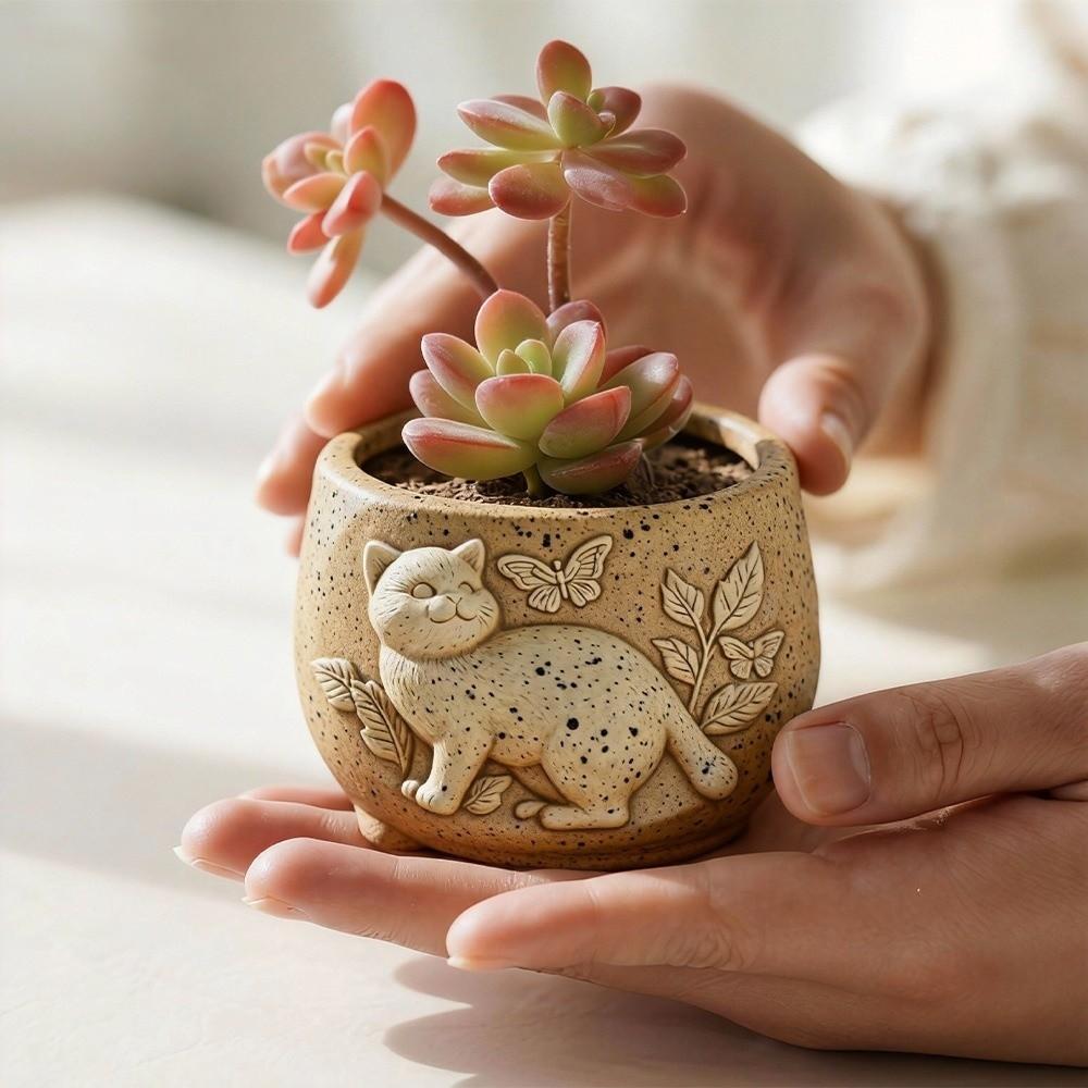 Cat Shape Silicone Flowerpot Mold Non-stick Soft Candle Cup Mold Eco-Friendly Handmade Planter Mold DIY Crafts Making