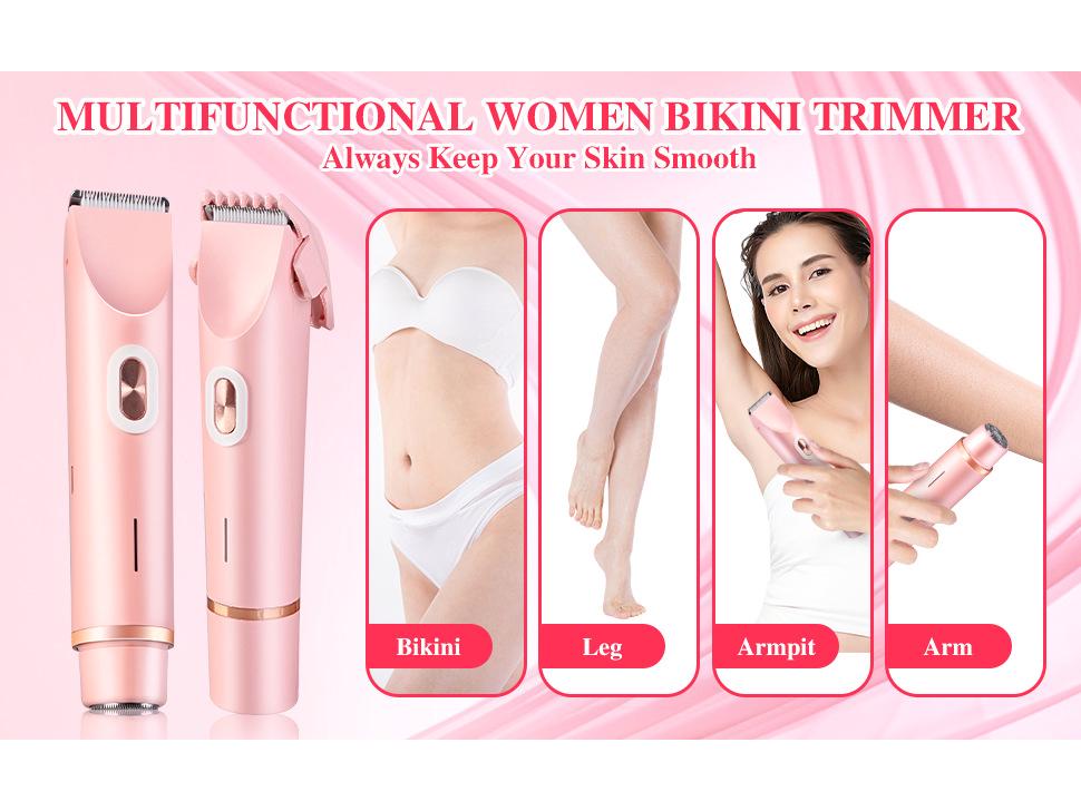 Rechargeable Women's Dual-Headed Underarm Shaver and Trimmer with Digital Display