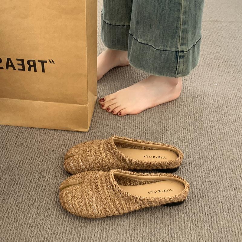 Niche Woven Pig's Trotters and Half Slippers for Women's Outer Wear 2025 New Models with Skirts and One Pedal Bag Head Slippers