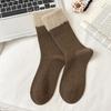 Women's Autumn/Winter Wool Mid-Calf Socks - Color Block Plush Velvet, Thick Warm Retro Style