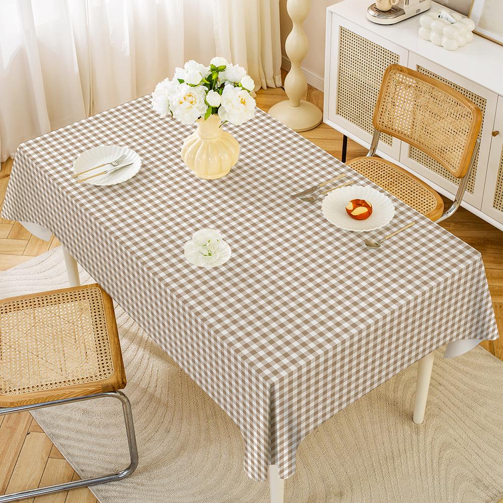 Anti-slip Fruit Stand Plaid Tablecloth PVC Waterproof and Oil-proof Rental House Solid Color Rectangular Table Coffee Table Tablecloth