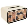 Tissue Box Cover Cat Themed Rectangular Paper Tissue Holder PU Leather Waterproof Paper Tissue Dispenser for Office Home Car