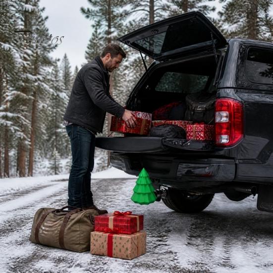 Protective Hitch Ball Shield 3D Printed Christmas Tree Trailer Coupling Cover, Tow Cap, Anti Collision Cover for Truck SUV Holiday Decor Cap