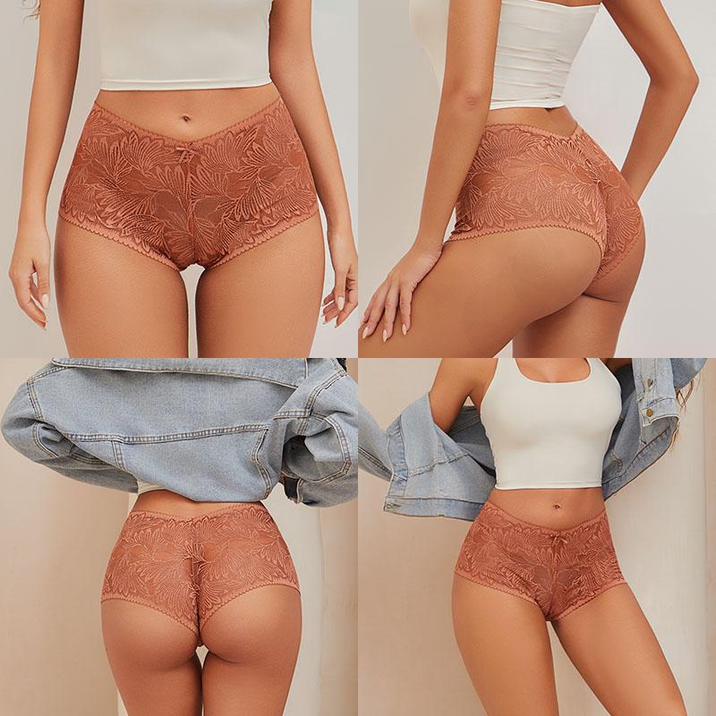 FINETOO 1Pcs Sexy Lace Panties for Women Floral Hollow Out Cheekie Style Sexy Underwear Female Intimates Lingerie Finetoo Design Panties