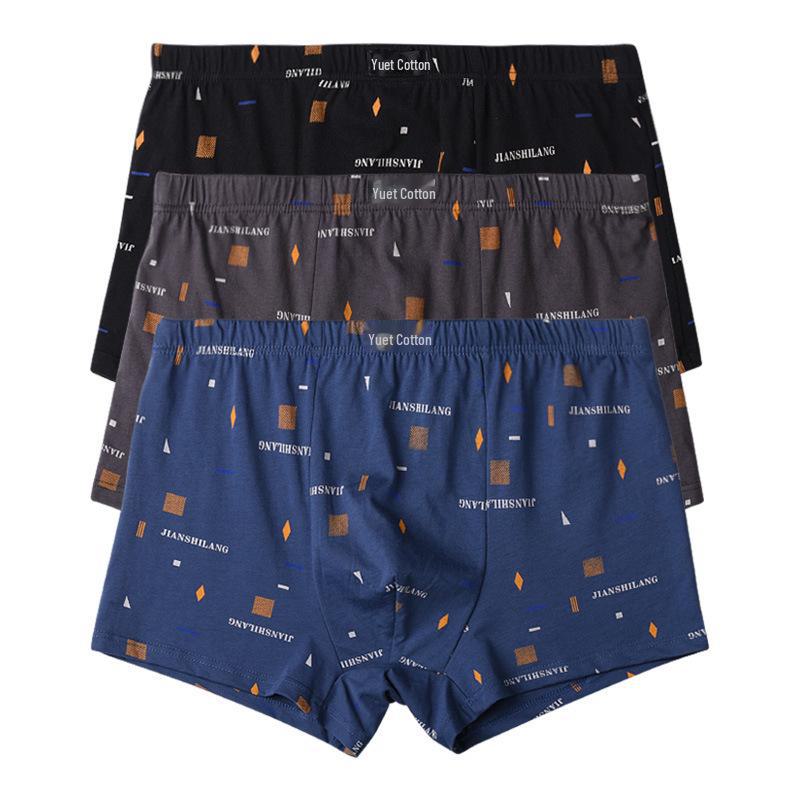 Herrkalsonger i 100 % bomull, Plusstorlek, Mellanhög midja, Andningsbara, Svettabsorberande, Ungdomlig stil
