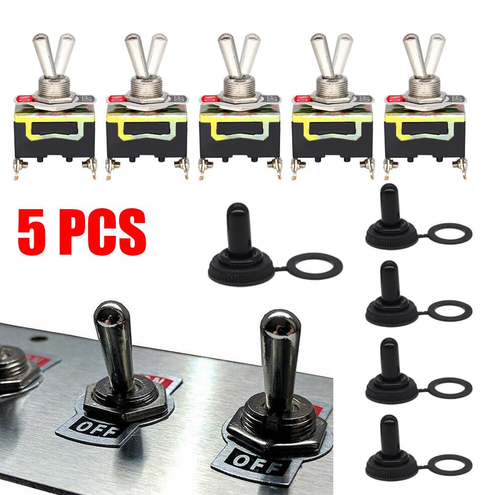 5x Metal And Plastic Toggle Switch 12V ON OFF Heavy Duty Toggle Flick SwitchCar FliFor CK Dash Light Marine 12 Volt Switches Boa