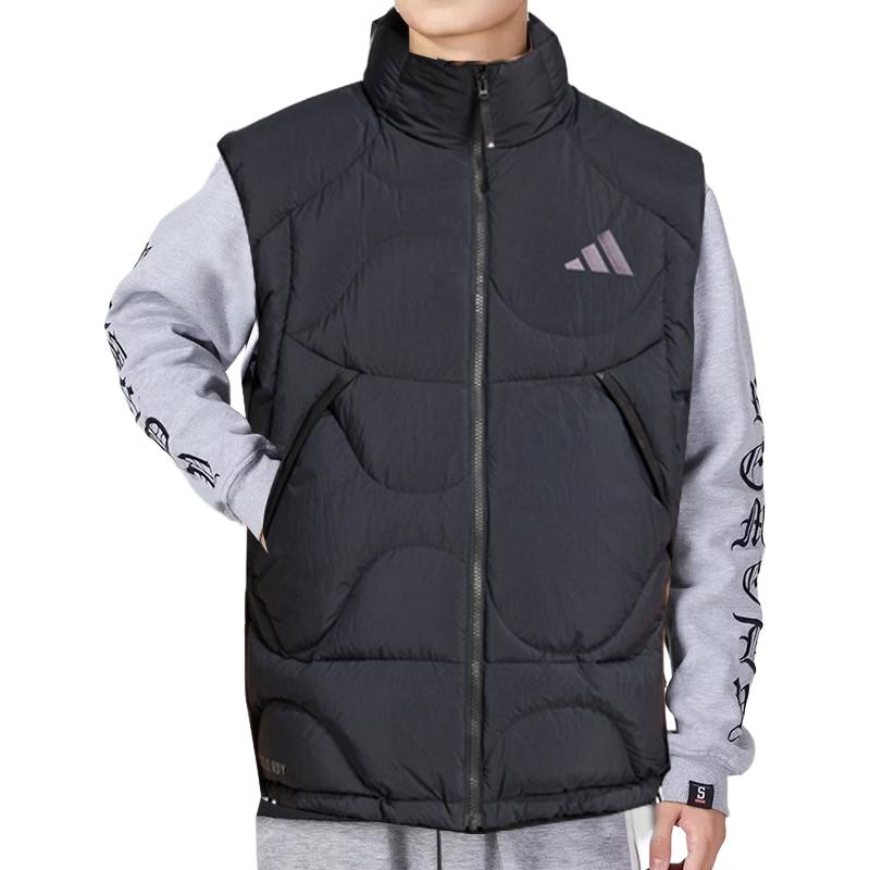 adidas Down Vests Men's Black Stand Collar Moderate JG5937
