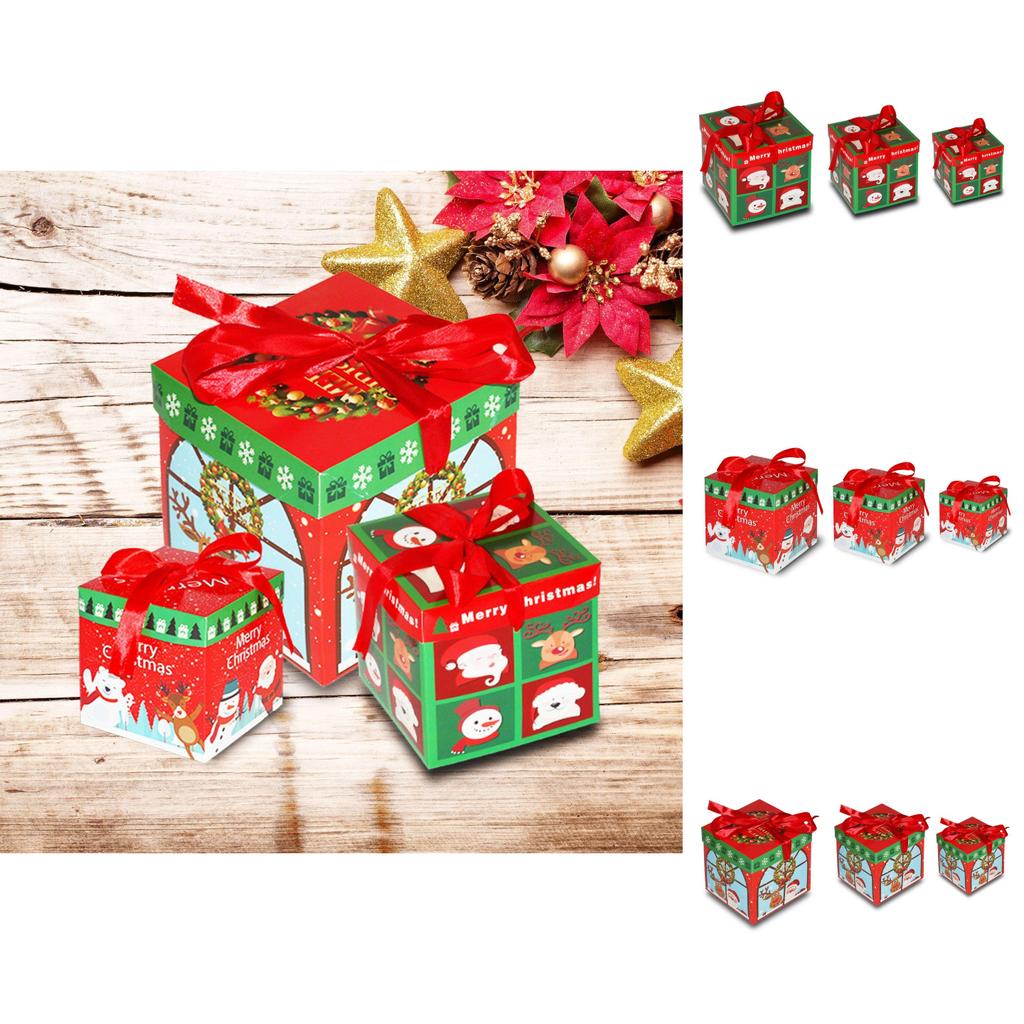 Delightful Three Piece Christmas Gift Box Set Featuring Cheerful Cartoon Design For Holidays